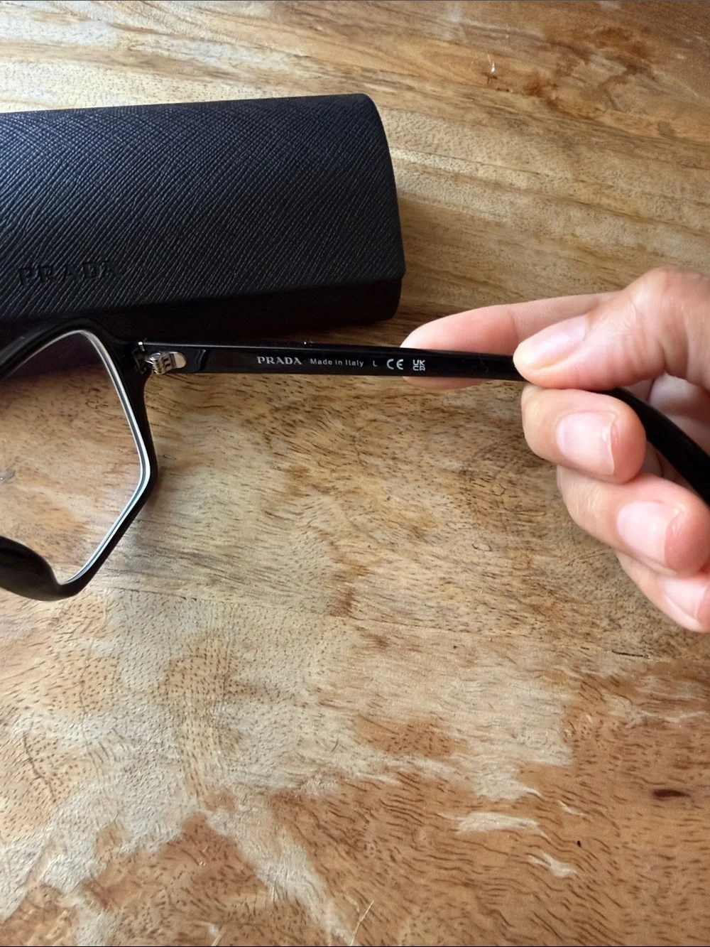 Prada Black Rectangular Women's Glasses with Logo Detailing